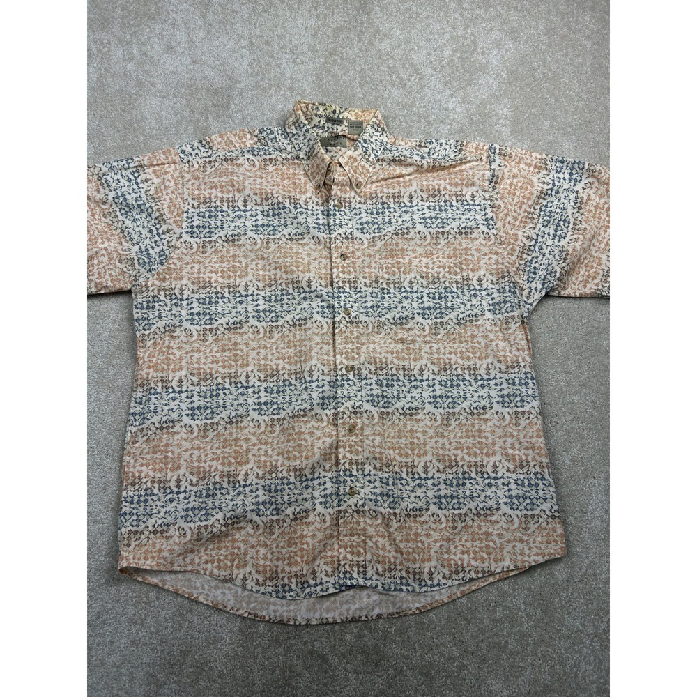 Natural Issue Tribal Geometric Shirt‎ XL Tan Orange Short Sleeve Boho Dadcore